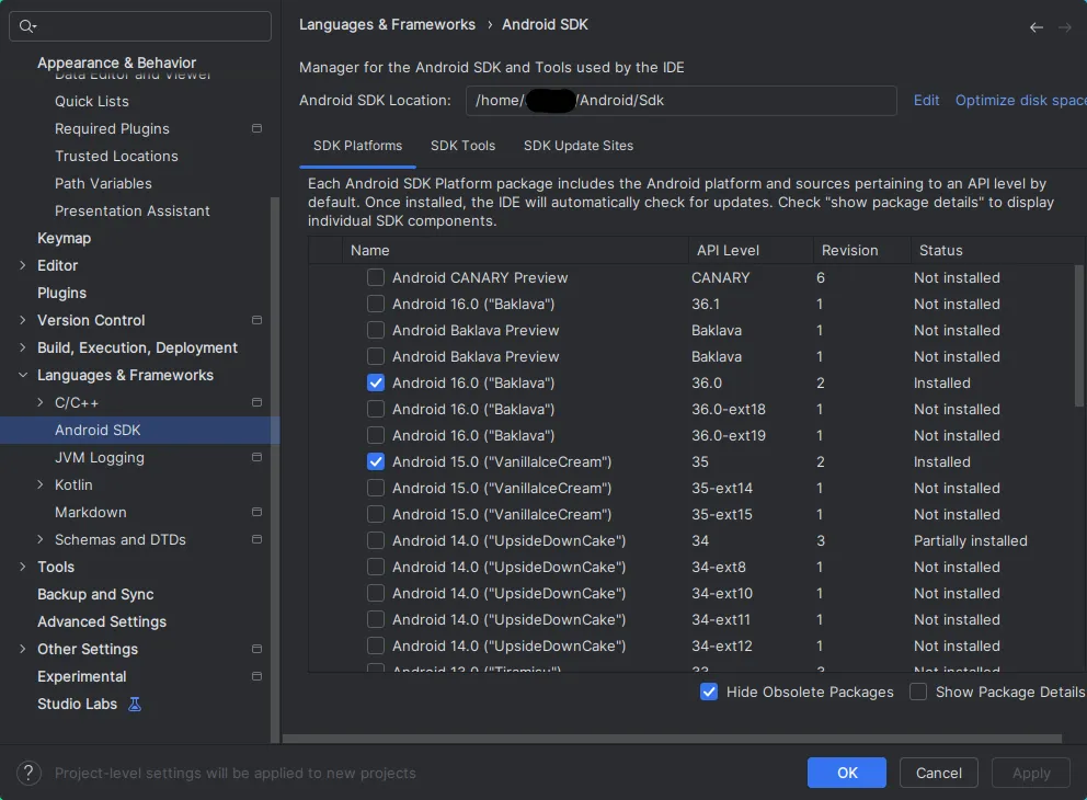 Android SDK Manager 截图